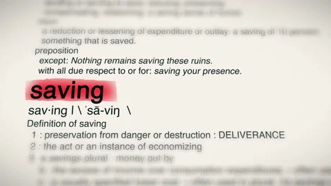 The Word Saving Red Highlighted in a Dictionary Animation Stock Footage 194084305