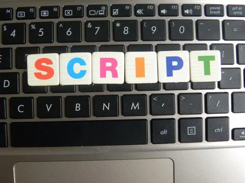 Word Script on keyboard background Stock Photos