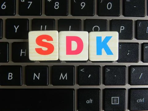 Word SDK (Software Development Kit) on keyboard background Stock Photos