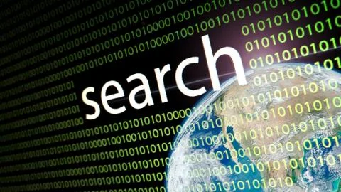 The word "search" on lcd screen. Elements of this image furnished by NASA. イラスト素材