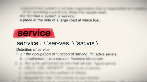 The Word Service Red Highlighted in a Dictionary Animation Stock Footage 178274179