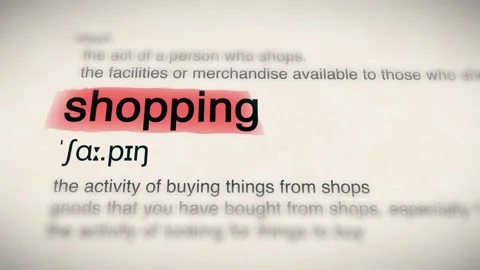 The Word shopping in a Dictionary Animation Stock Footage 302033709