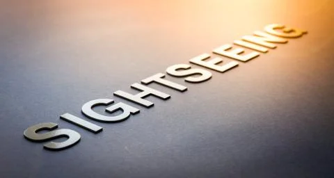 Word sightseeing written with white solid letters Stock Photos