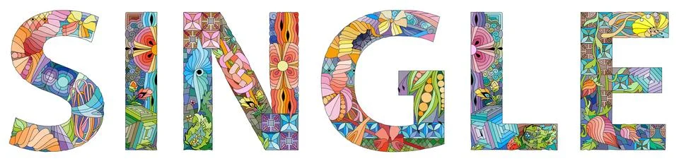 Word SINGLE. Vector decorative zentangle object for any purpose Stock Illustration