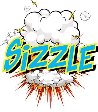 Word Sizzle on comic cloud explosion background Illustrazione stock