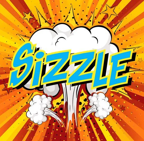Word Sizzle on comic cloud explosion background イラスト素材