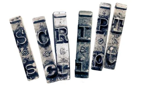 The word   skript   with old typwriter keys Stock Photos