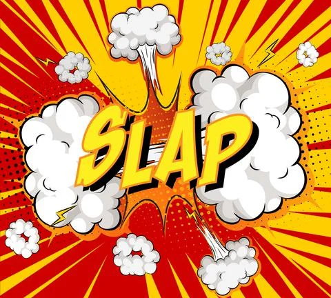 Word slap on comic cloud explosion background Stock Illustration