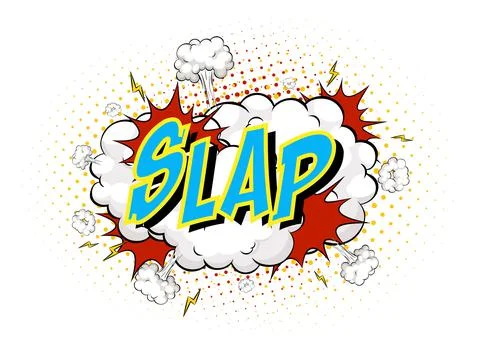 Word Slap on comic cloud explosion background Stock Illustration