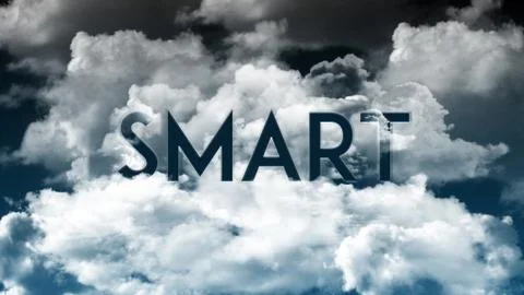 Word SMART in the clouds and dark sky Stock Illustration