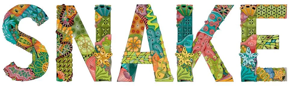 Word snake. Vector zentangle object for decoration Stock Illustration