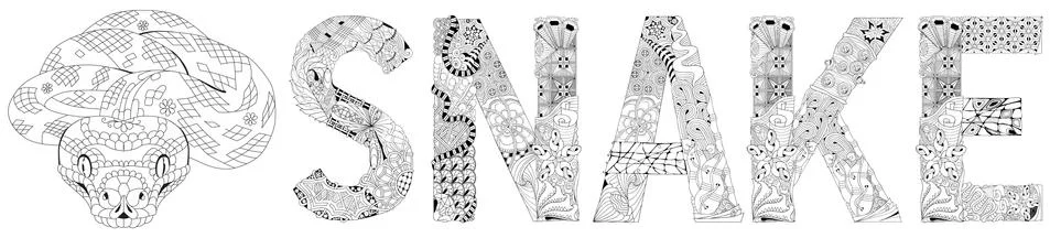 Word snake. Vector zentangle object for coloring イラスト素材