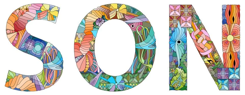 Word SON. Vector decorative zentangle object for any purpose Ilustración de archivo