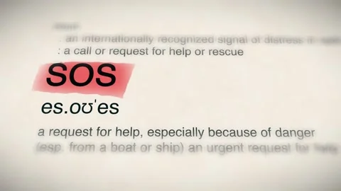 The Word SOS in a Dictionary Animation Stock Footage 302033779
