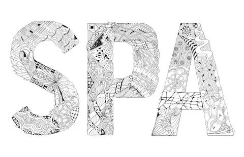 Word SPA for coloring. Vector decorative zentangle object Ilustración de archivo