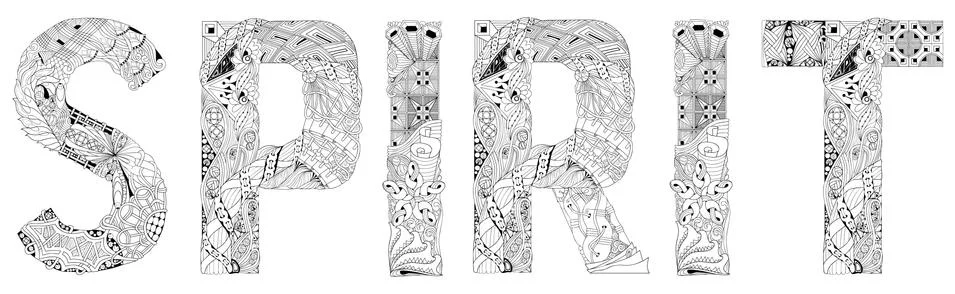 Word SPIRIT. Vector zentangle object for coloring Stock Illustration