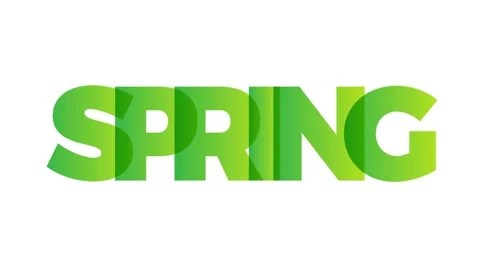 The word Spring. Animated banner with the text colored in green. Stock Footage 140344181