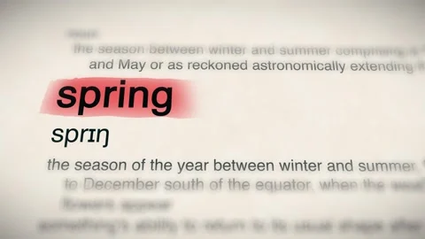 The Word spring in a Dictionary Animation Stock Footage 302034349