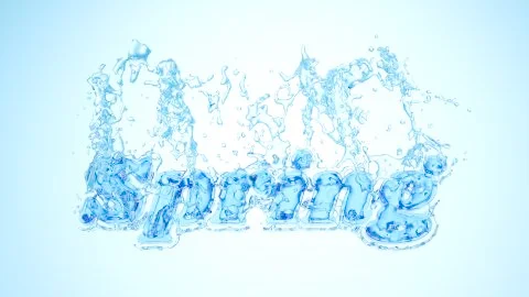The word Spring. Material blue and transparent ice covered by crystal fresh Stock Illustration