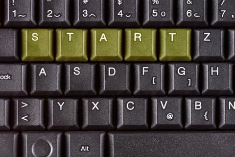 Word START on the pc keyboard. Abstract start business concept in color Foto stock