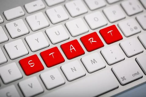 The word "start" written on keyboard. Stock Illustration