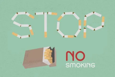 Word Stop made of cigarette stubs , eps10 vector format Stock Illustration