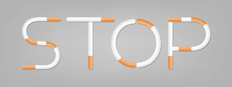 The word stop spelled using cigarettes, stop smoking, stop cigarette using is Stock-Illustration