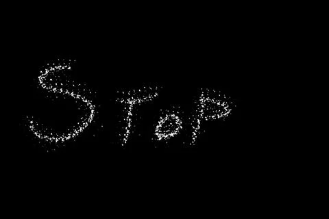 Word Stop written with computer brush on a black background. Illustration. Stock Illustration