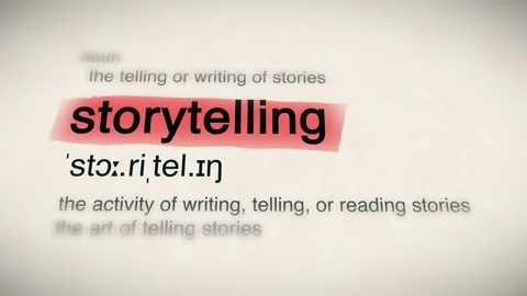 The Word storytelling in a Dictionary Animation Stock Footage 302032578