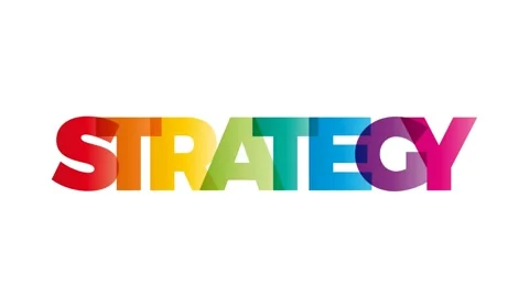 The word Strategy. Animated banner with the text colored rainbow. Stock Footage 153926322