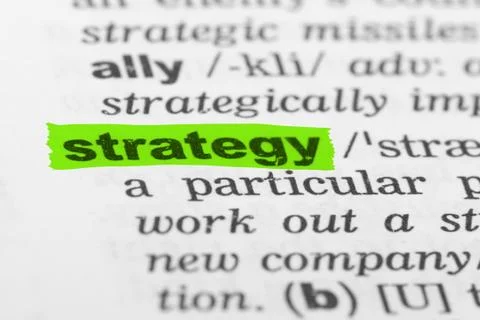 Word strategy in dictionary Stock Photos