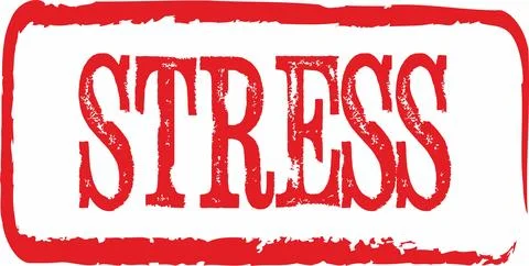 The word stress written on a red rubber stamp Stock Illustration