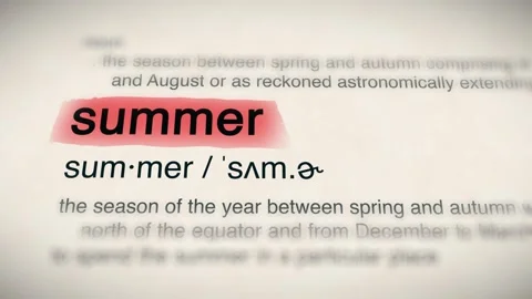 The Word summer in a Dictionary Animation Stock Footage 302034393