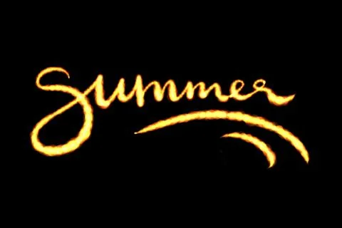 Word summer made from fire or burning flame lettering over black background Stock Illustration