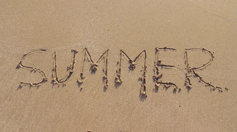 Word summer on sand beach Stock Footage 64212708