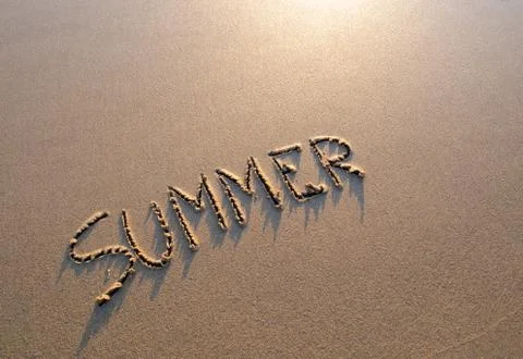 Word summer in the sand Stock Photos