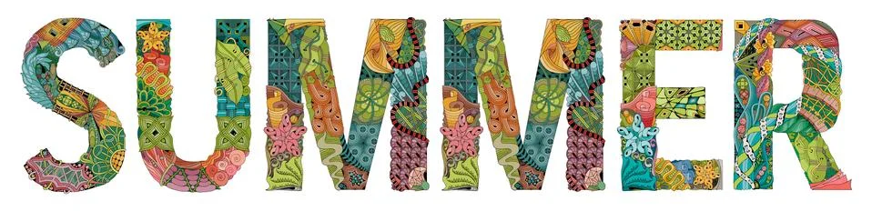 Word summer. Vector decorative zentangle object Stockillustratie