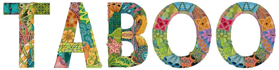 Word TABOO. Vector decorative zentangle object Illustrazione stock