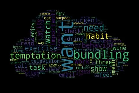 Word tag cloud on black background. Concept of want. Ilustração Stock
