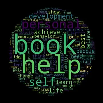 Word tag cloud on black background. Concept of book. Stock Illustration
