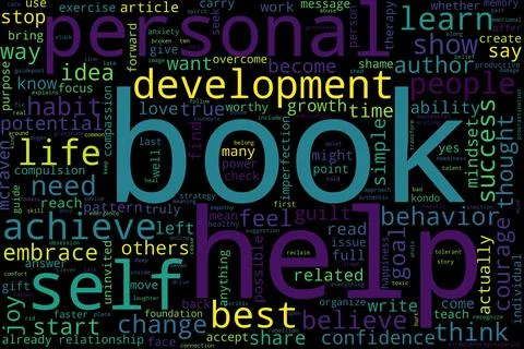 Word tag cloud on black background. Concept of book. Stock Illustration