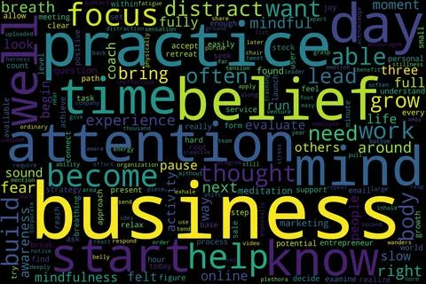 Word tag cloud on black background. Concept of business. Stock Illustration