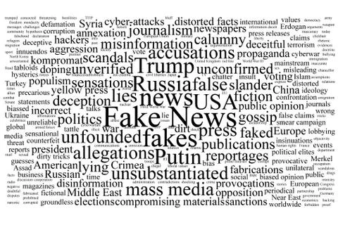 Word tag cloud on the topic of fake news Stock Illustration