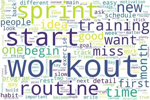Word tag cloud on white background. Concept of workout. Stock Illustration
