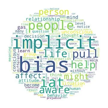 Word tag cloud on white background. Concept of bias. Ilustración de archivo