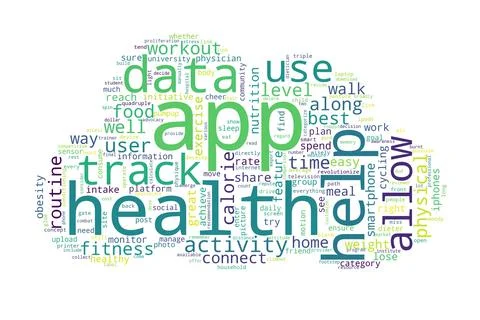 Word tag cloud on white background. Concept of apps. Stock Illustration