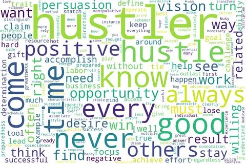Word tag cloud on white background. Concept of hustler. Stock Illustration