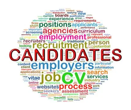 Word tags circular wordcloud of candidate Stock Illustration