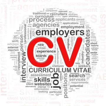 Word tags circular wordcloud of cv Stock Illustration