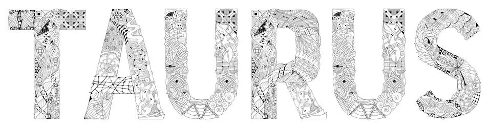 Word Taurus. Vector zentangle object for decoration イラスト素材